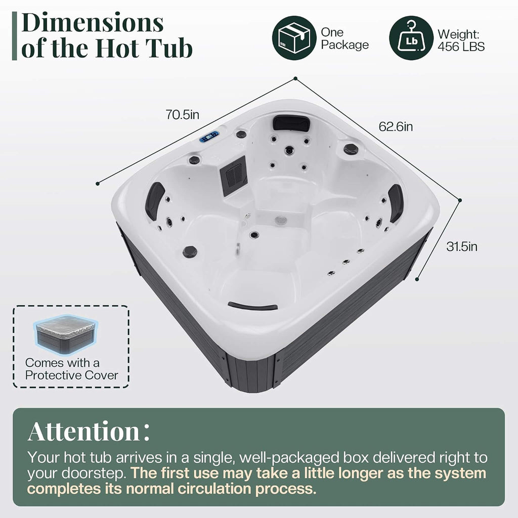 Nuvia Premium 4-Person Outdoor Hot Tub W/ 23 Stainless Steel Jets (SAK29185)