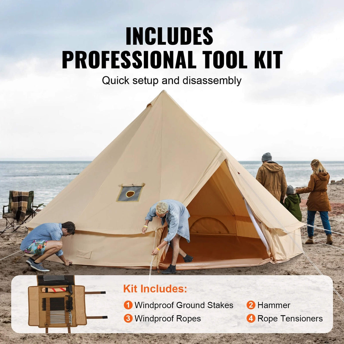 Premium 4-Season Camping Canvas Bell Yurt Tent With Stove Jack (SAK47589)