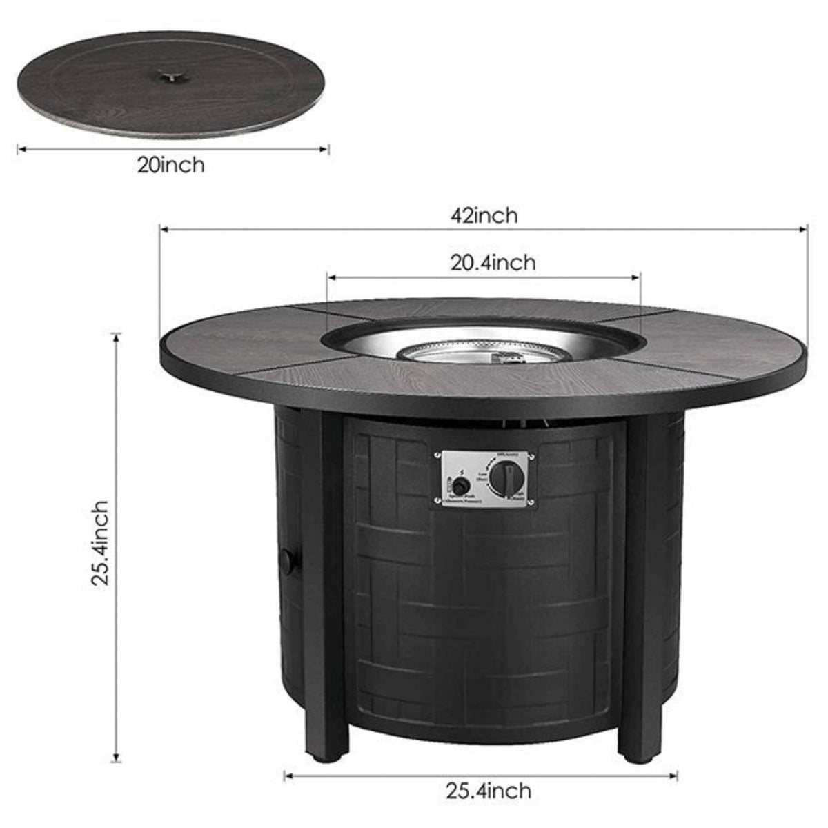 Alora Premium 42-Inch Outdoor 50K BTU Propane Patio Gas Fire Pit Coffee Table W/ Cover (SAK95331)