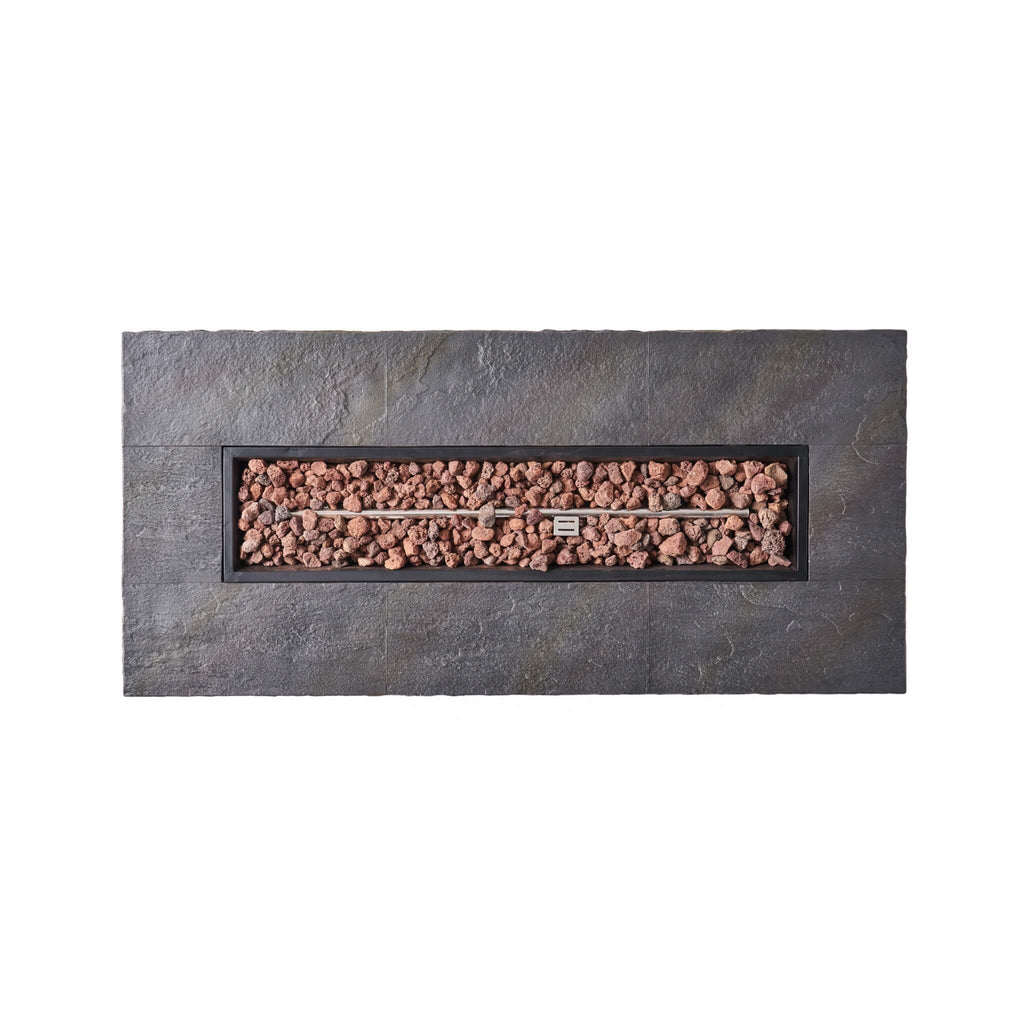 Alora Premium 56" Outdoor Rectangular Concrete Propane Fire Pit W/ Faux Stone Pattern, 50K BTU (SAK31845)