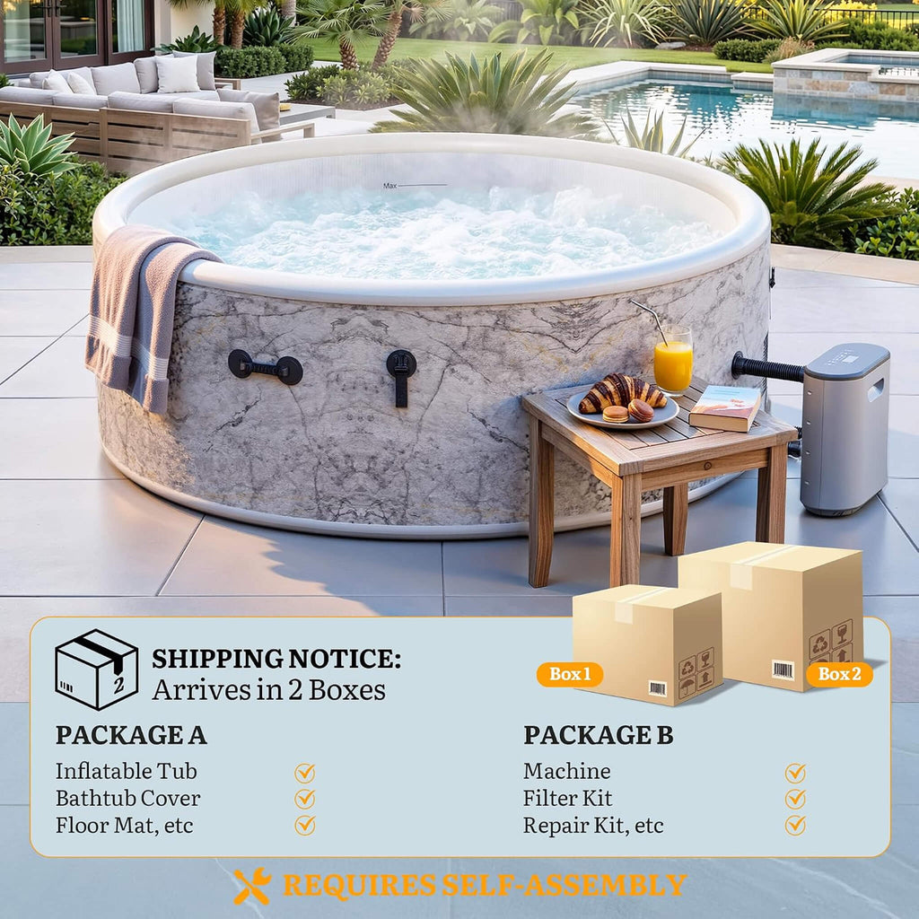 Premium 85-Inch Inflatable 8-Person Drop-Stitch Hot Tub W/ 220 Massage Jets (SAK78596)