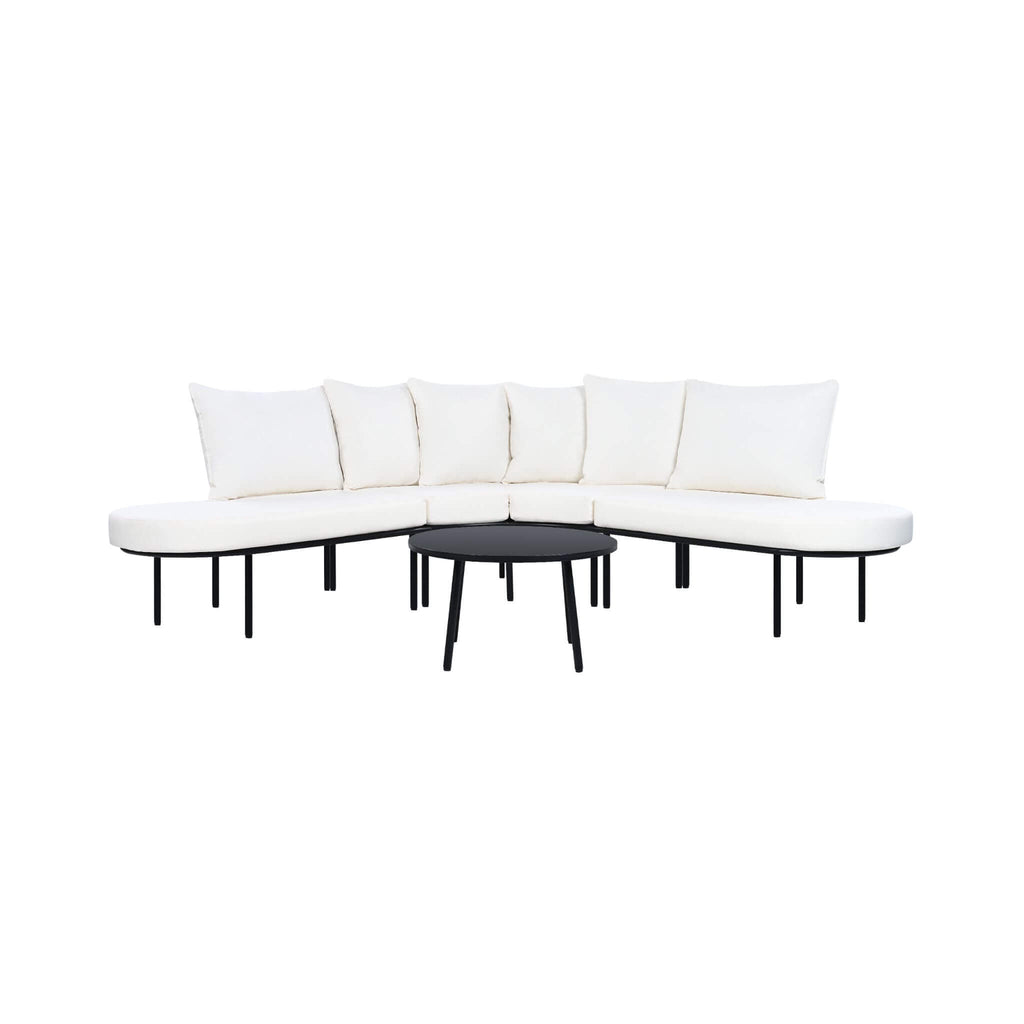 Alora Premium Half-Moon 6-Person Curved All-Weather Outdoor Furniture Sofa Patio Set With Coffee Table And Cushions (SAK76332)