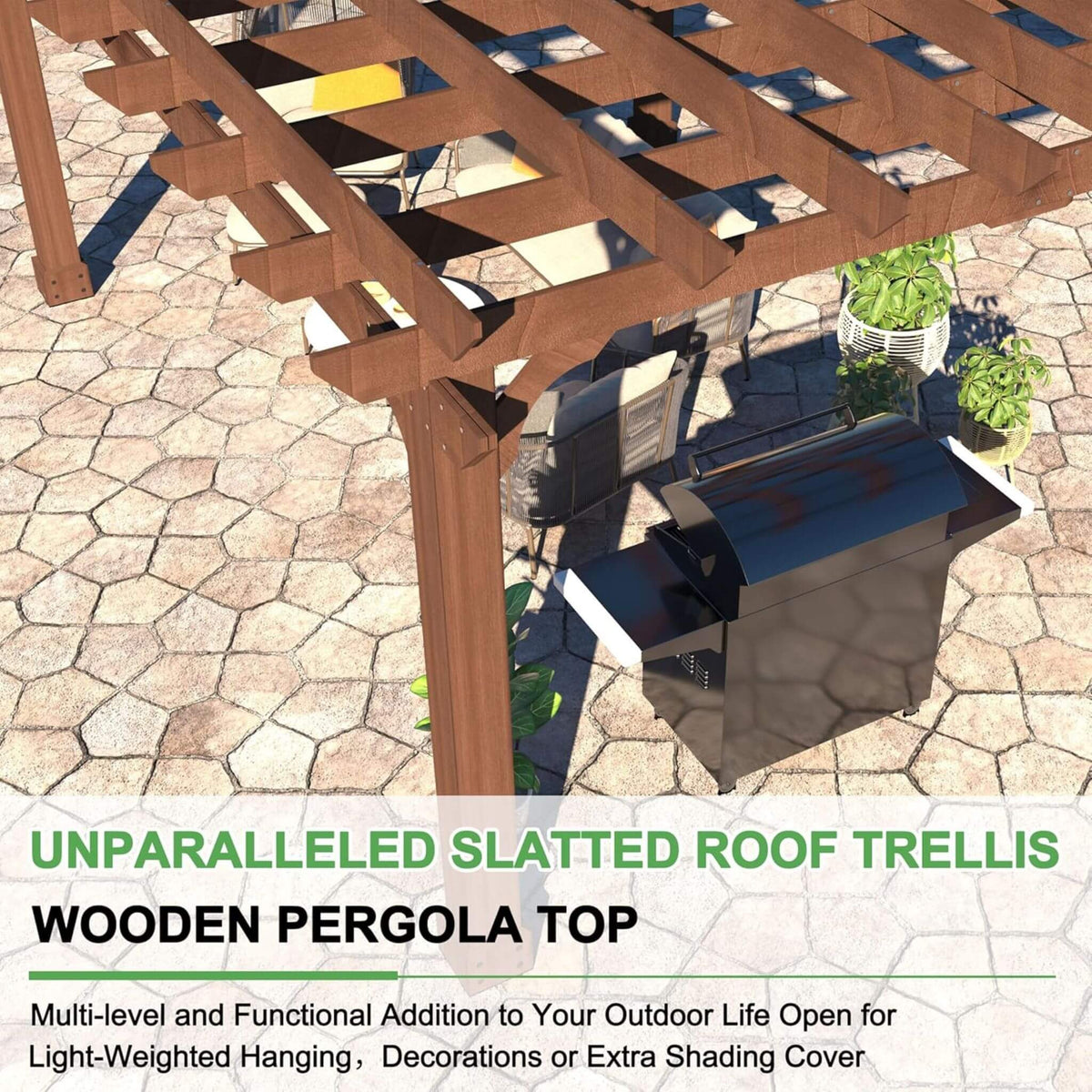 Alora Premium Outdoor Cedar Wood Pergola With Slatted Roof (SAK87024)