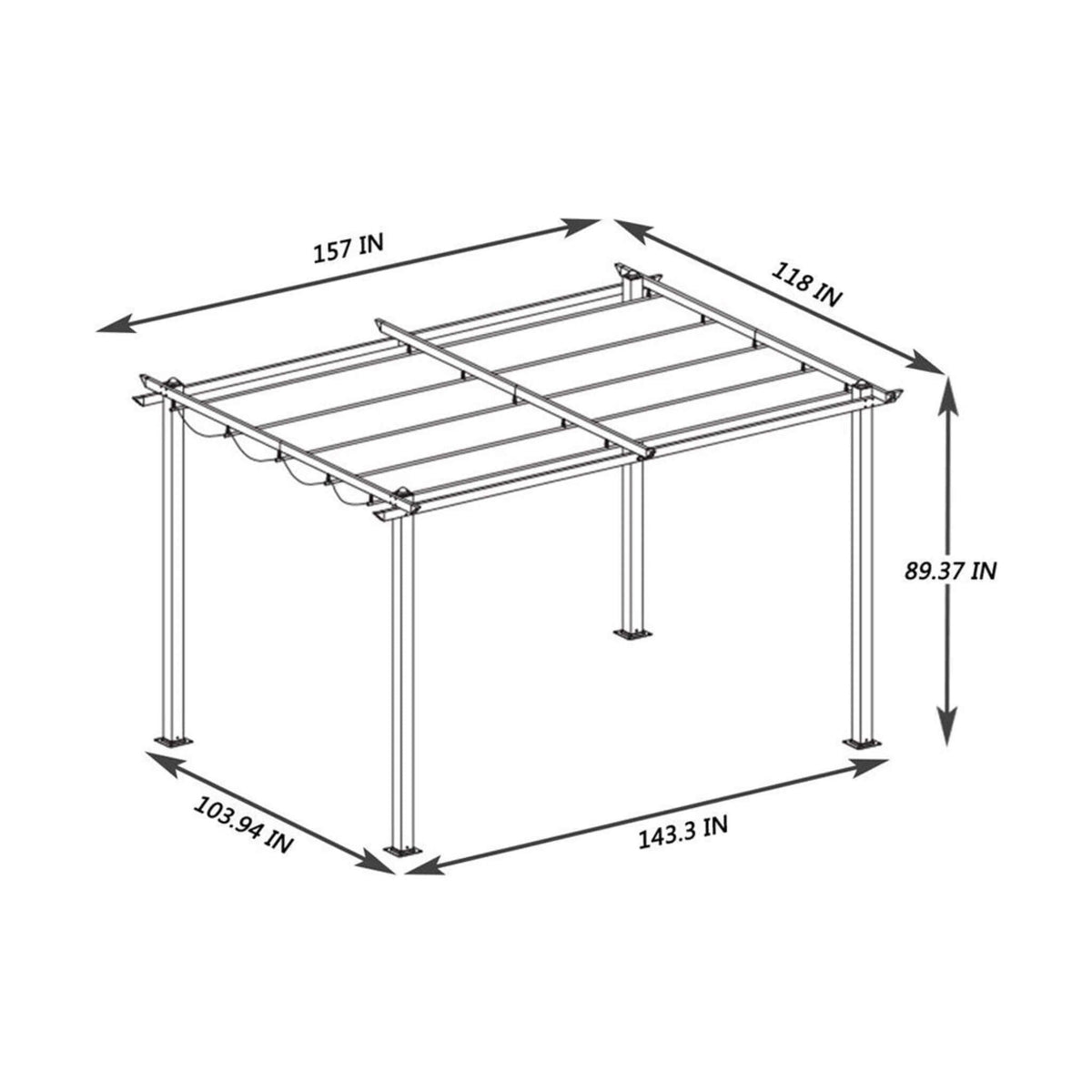 [10X13FT] Alora Premium Outdoor Patio Retractable Pergola With Canopy (SAK01864)