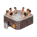 Premium 85-Inch Portable 8-Person Natural Stone Design Inflatable Square Hot Tub With 220 Massage Jets (SAK62731)