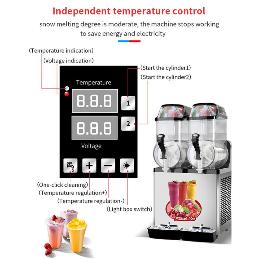 Premium Stainless Steel Margarita Frozen Drink Double Tank Slushy Maker Machine, 30L (SAK48253)