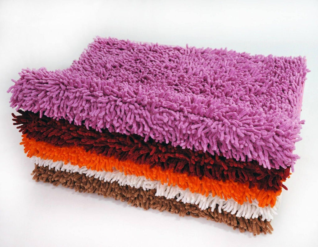 DaDa Bedding Coffee Brown Shaggy Soft Chenille Noodle Carpet Rug Bath Mat