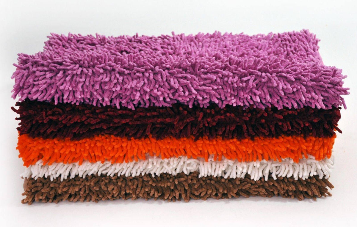 DaDa Bedding Fuchsia Magenta Pink Shaggy Soft Chenille Noodle Carpet Rug Bath Mat