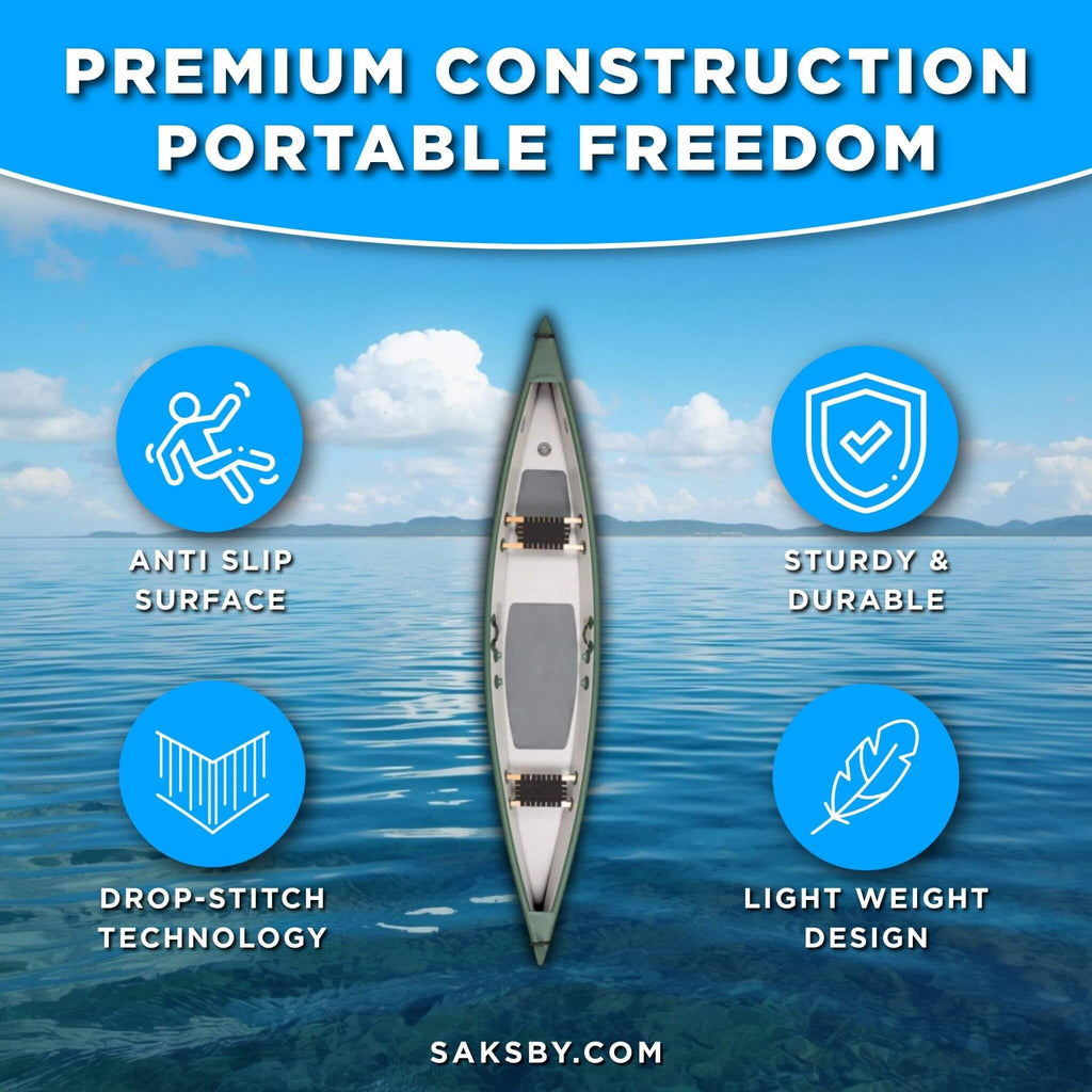 Sea Eagle 3-People TC16 High Pressure All Drop Stitch Inflatable Travel Canoe, 16FT [TC16K] (SAK43086)