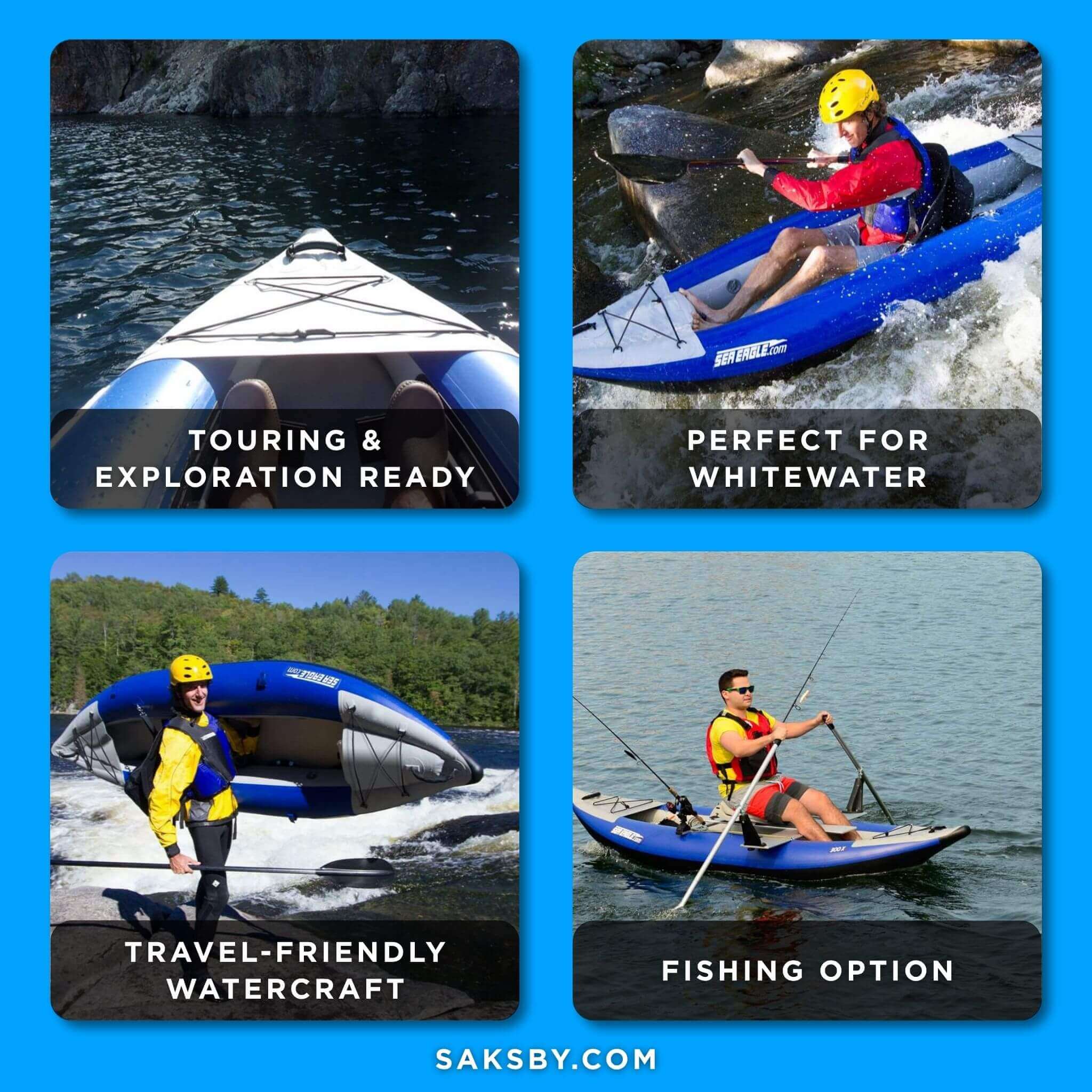 Sea Eagle 300X Explorer 1-Person Inflatable Kayak With Adjustable Footrest [300XK] (SAK18457)