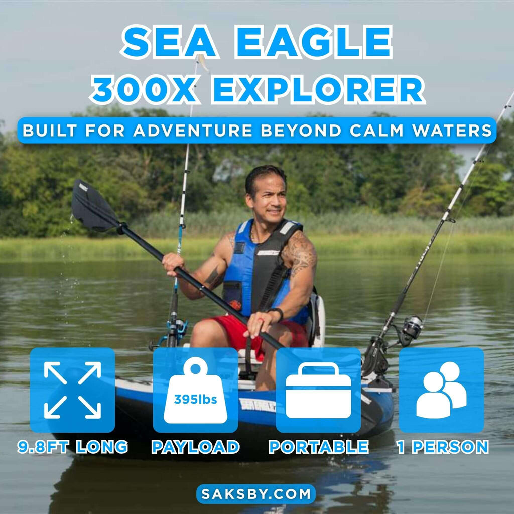 Sea Eagle 300X Explorer 1-Person Inflatable Kayak With Adjustable Footrest [300XK] (SAK18457)