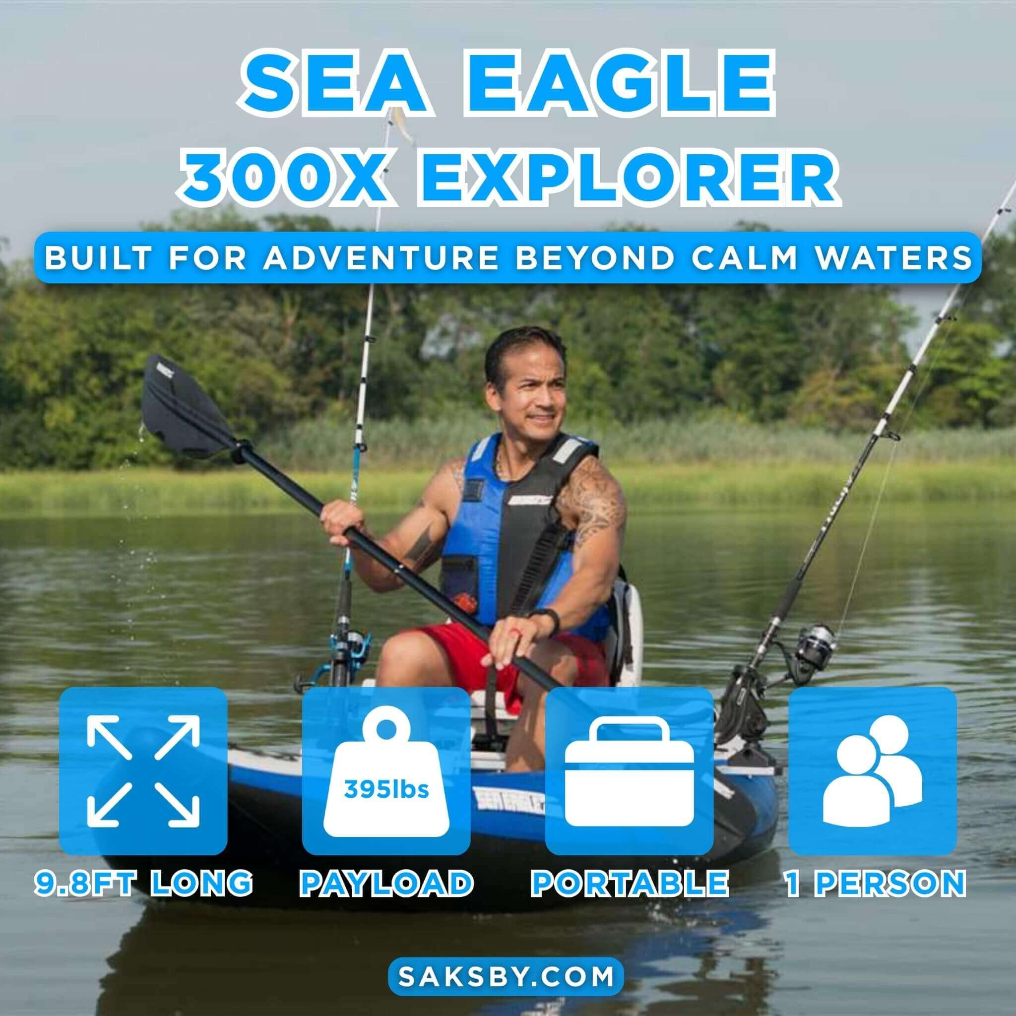 Sea Eagle 300X Explorer 1-Person Inflatable Kayak With Adjustable Footrest [300XK] (SAK18457)
