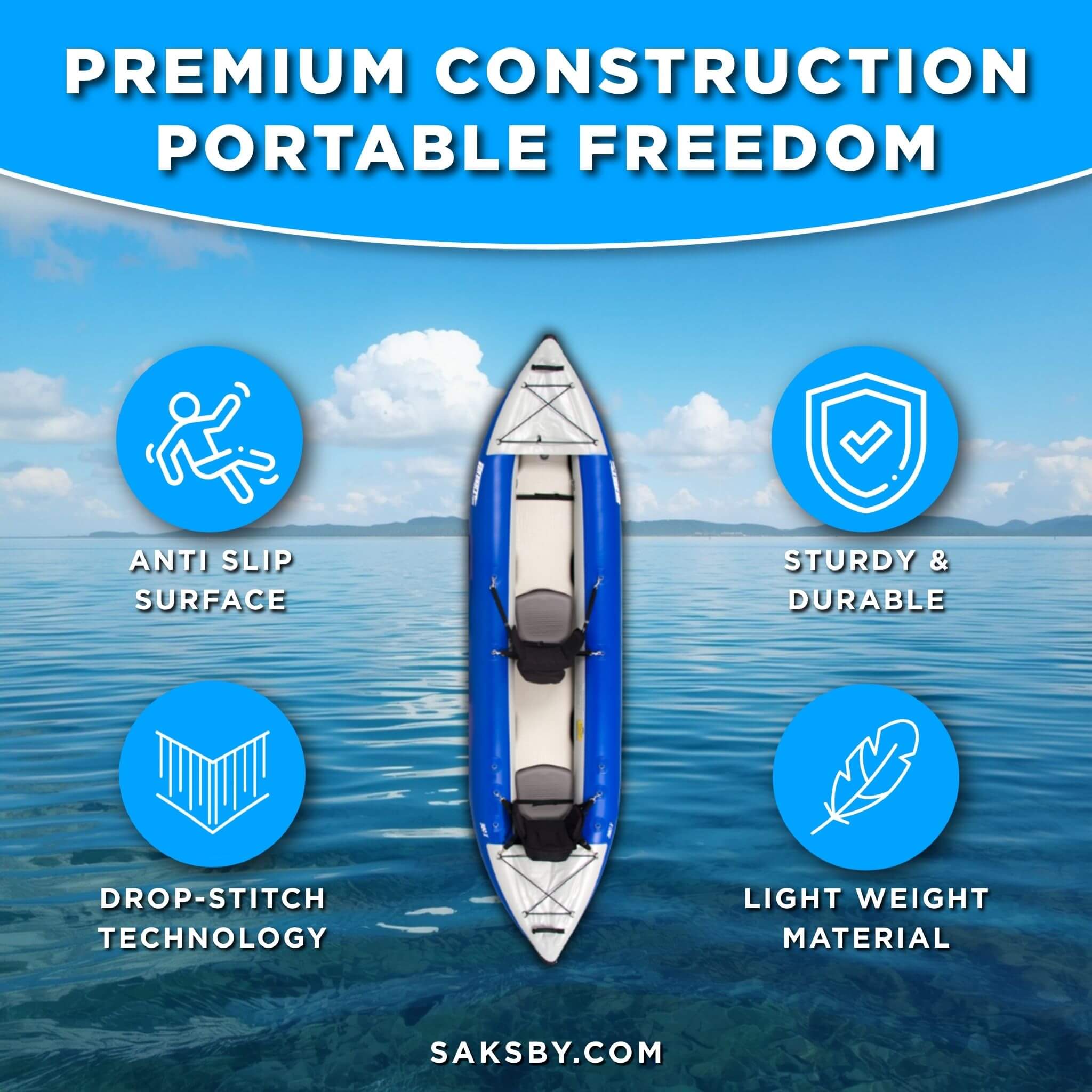 Sea Eagle 380X Explorer 3-Person Inflatable Kayak With Large Removable Rear Center Skeg [380XK] (SAK97562)