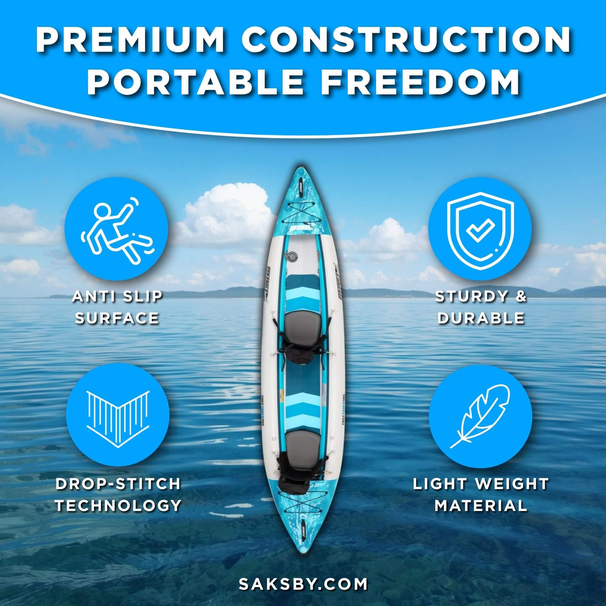 Sea Eagle 385FT FastTrack 12FT 2-Person V-Bottom Inflatable Kayak [385FTK] (SAK25086)