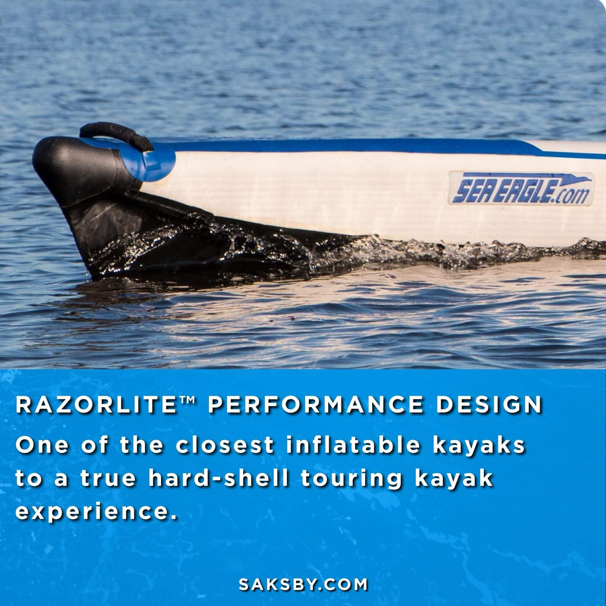 Sea Eagle 393RL RazorLite 1-Person Inflatable Lightweight Kayak With Adjustable Footrests [393RLK] (SAK13961)