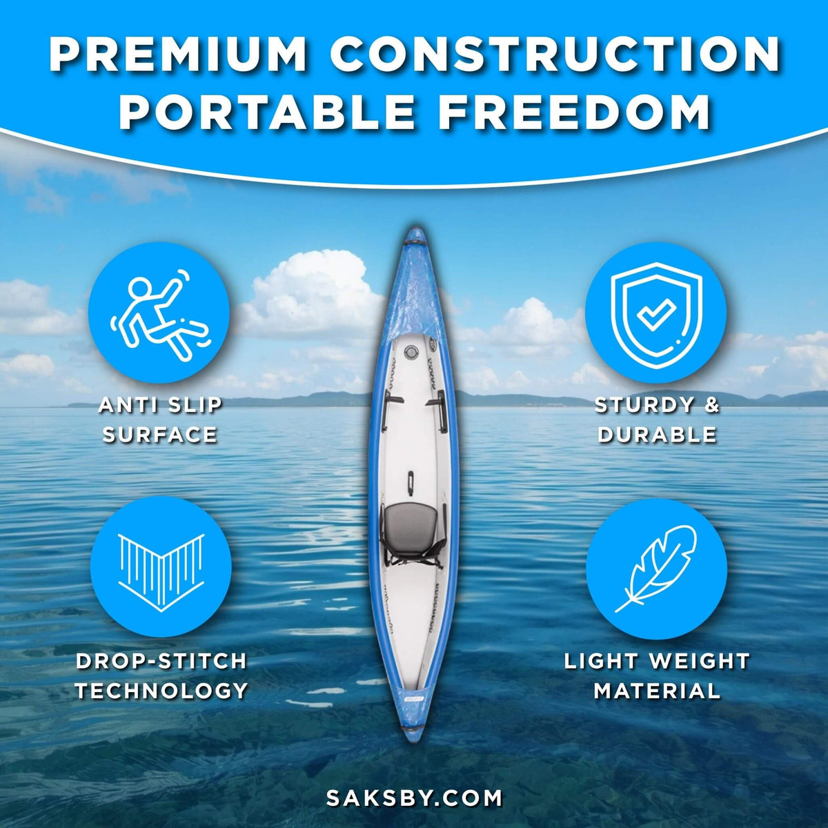 Sea Eagle 393RL RazorLite 1-Person Inflatable Lightweight Kayak With Adjustable Footrests [393RLK] (SAK13961)
