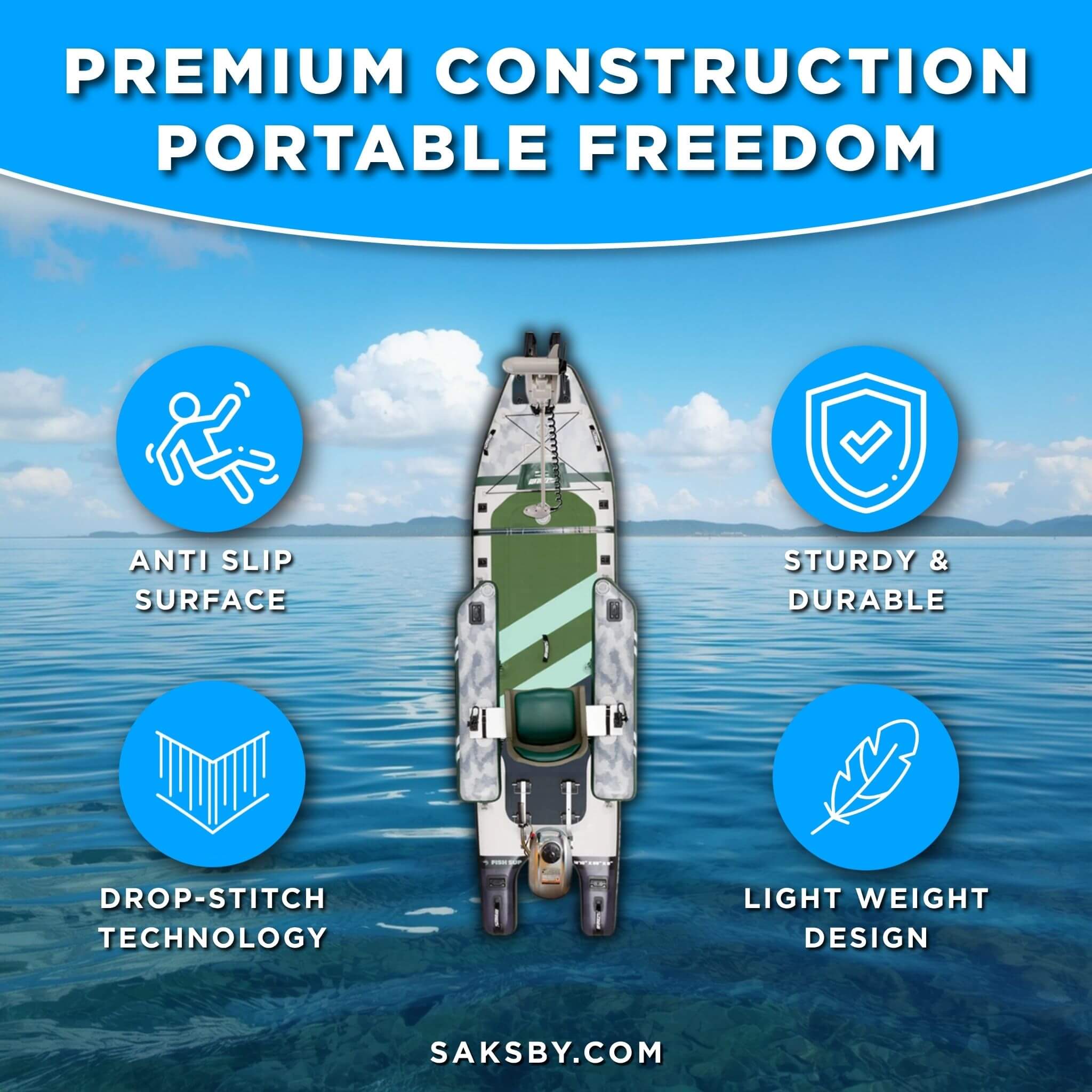 Sea Eagle FS1210 FishSUP 1-Person Inflatable Fishing Stand-Up Paddleboard [FS1210K] (SAK79218)
