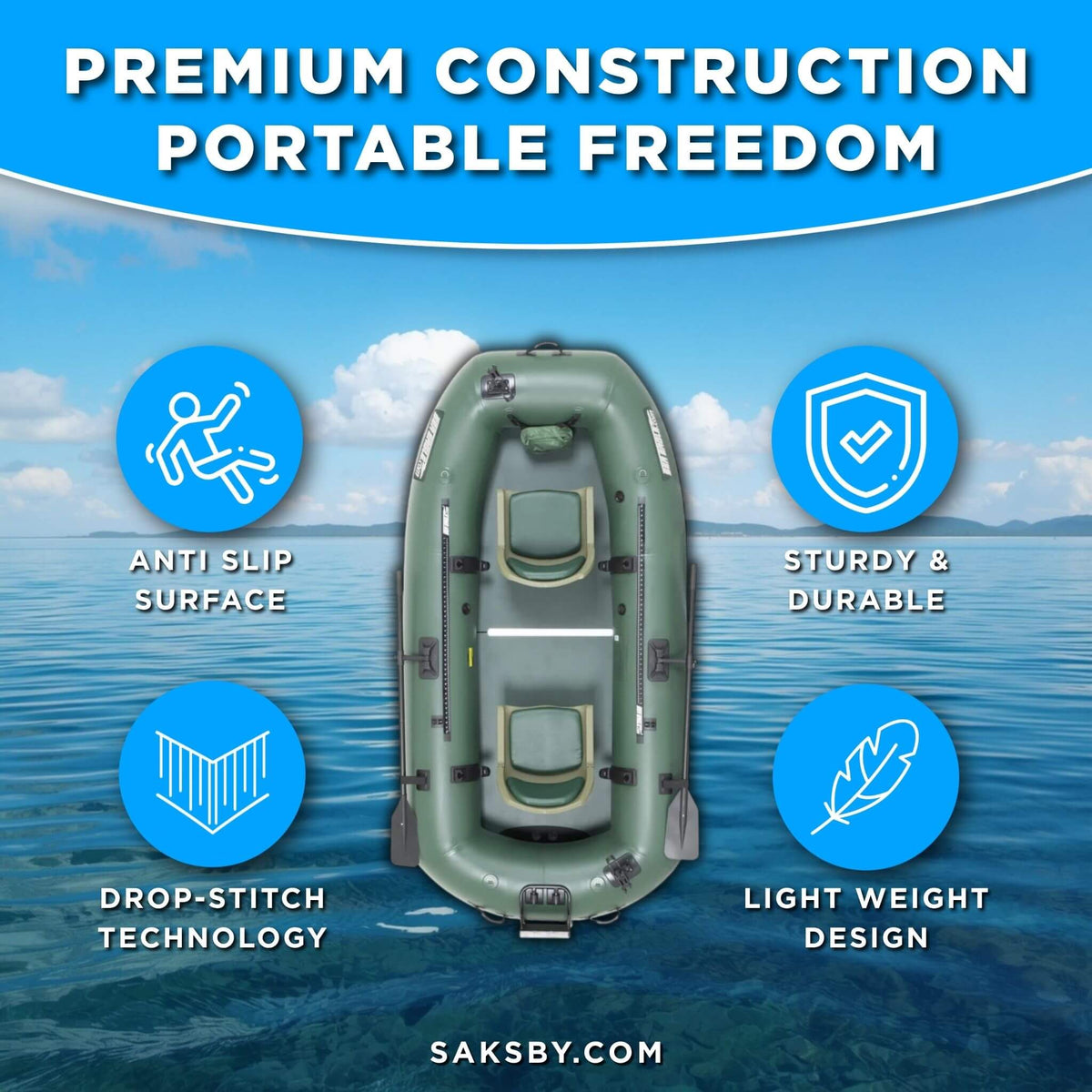 Sea Eagle STS10 Stealth Stalker Frameless Inflatable Fishing Boat, 10FT [STS10K] (SAK59314)