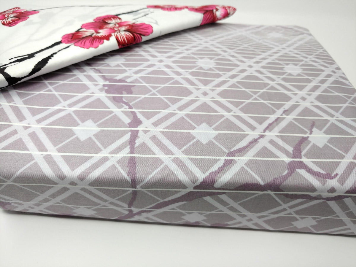 DaDa Bedding Floral Cherry Blossoms Red Purple Fitted Sheet & Pillow Cases Set (FTS8318)