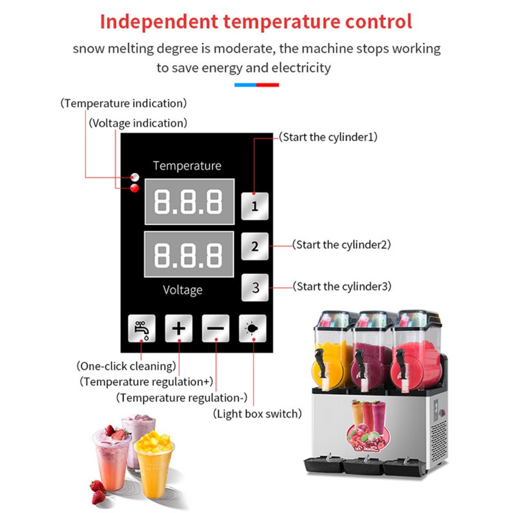Premium Commercial Stainless Steel Slushy Machine With Triple Tank Advance Cooling, 45L (SAK52258)