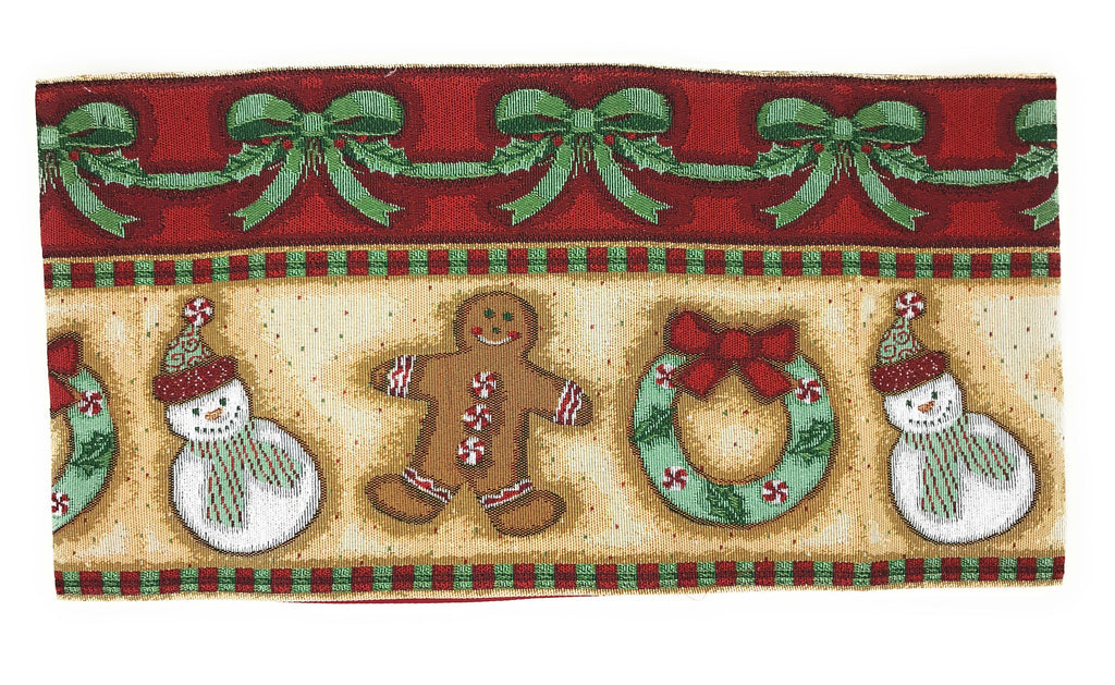 DaDa Bedding Set of 8 Pieces Gingerbread Sweets Holiday Table Tapestry - 4 Placemats, 2 Table Runners, 2 Throw Pillow Covers (12917)