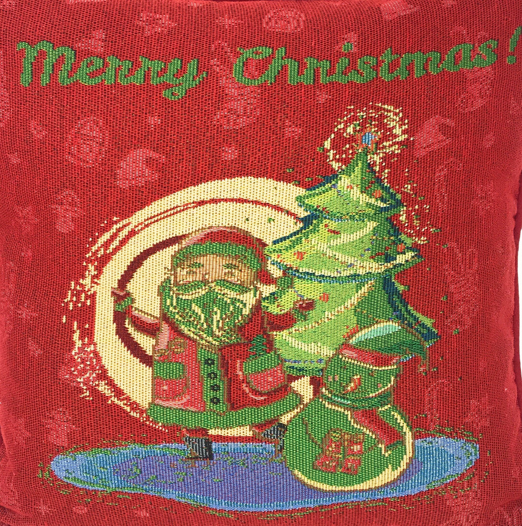 DaDa Bedding Set of 8 Pieces Red Santa Claus Holiday Table Tapestry - 4 Placemats, 2 Table Runners, 2 Throw Pillow Covers (17615)