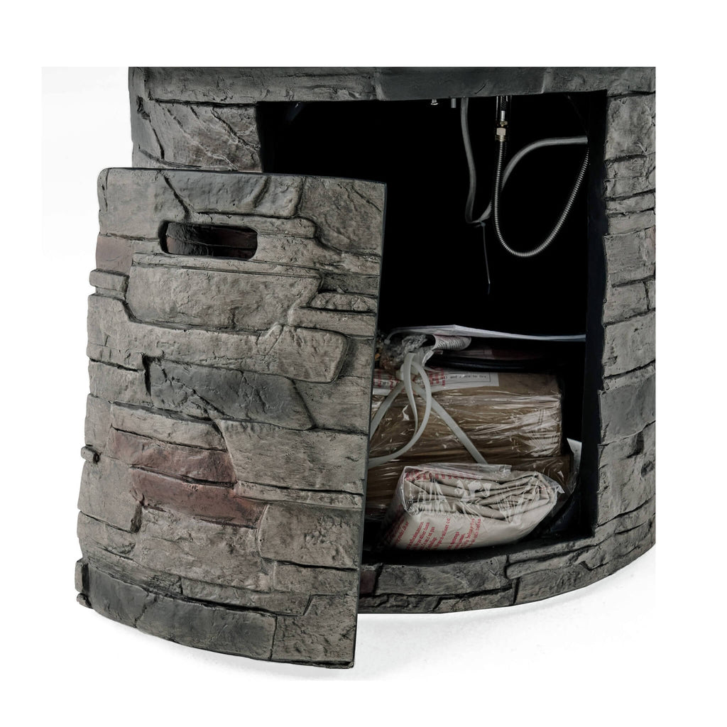 Alora 32-Inch Transitional Outdoor Concrete Round Propane Fire Pit Table, Gray (SAK48268)