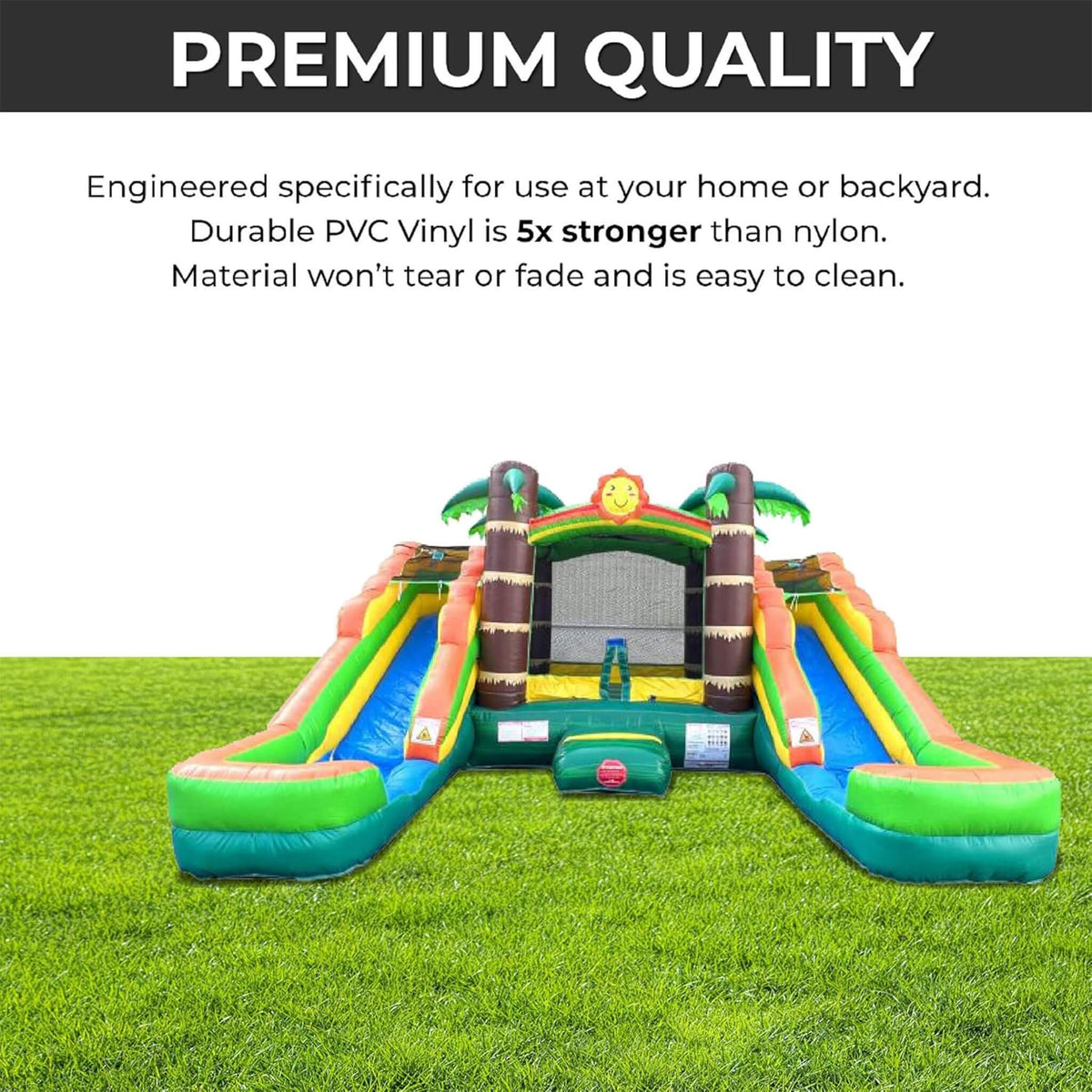 16FT Tropical Bounce House Combo With Double Water Slides (SAK92508)