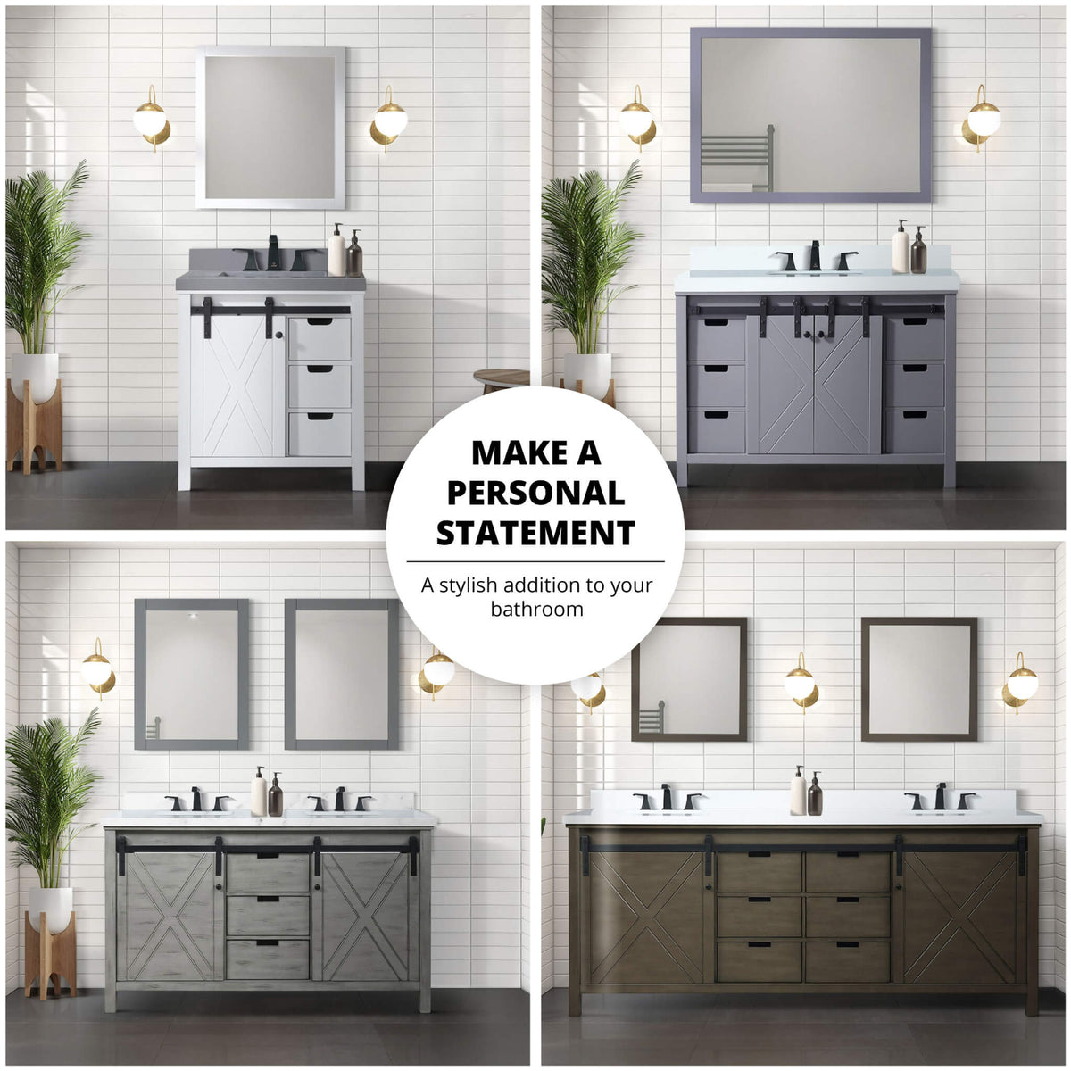 Nuvia White Bathroom Vanity With Gray Quartz Top And Faucet Set (SAK40685)