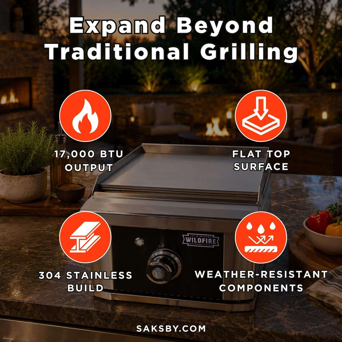 Wildfire Outdoor Living Ranch Pro 15-Inch Stainless Steel Side Griddle [WFSDGRD-BSS/SS] (SAK19684)
